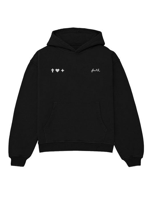 Cross & Heart Hoodie — Black