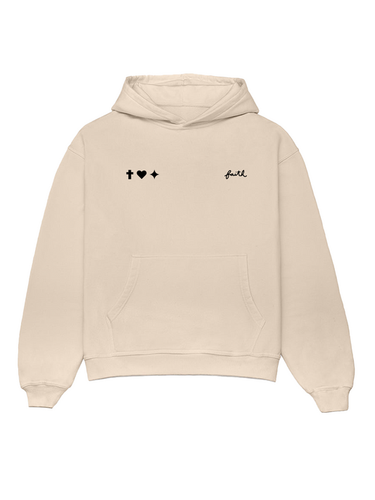 Cross & Heart Hoodie — Creme