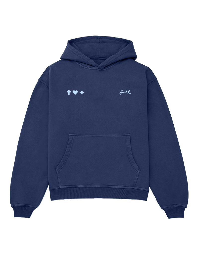 Cross & Heart Hoodie — Navy