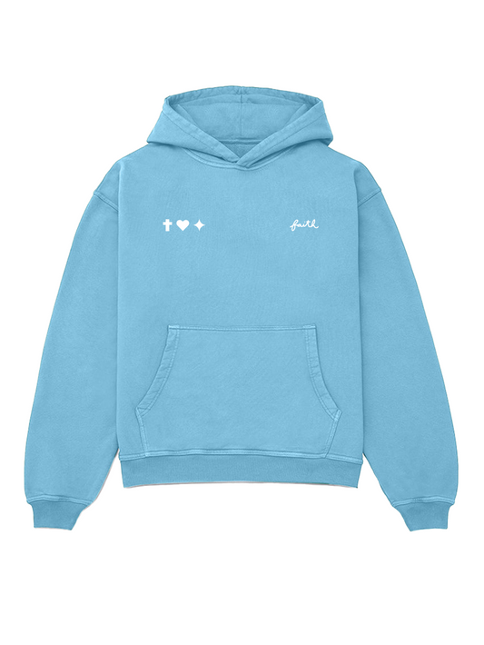 Cross & Heart Hoodie — Blue