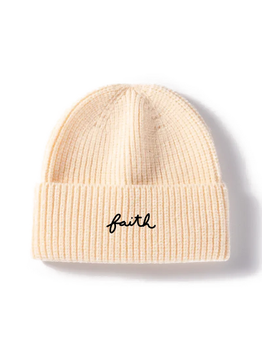 Ribbed Beanie — Creme