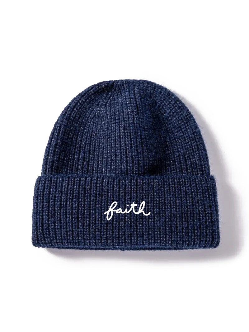 Ribbed Beanie — Navy