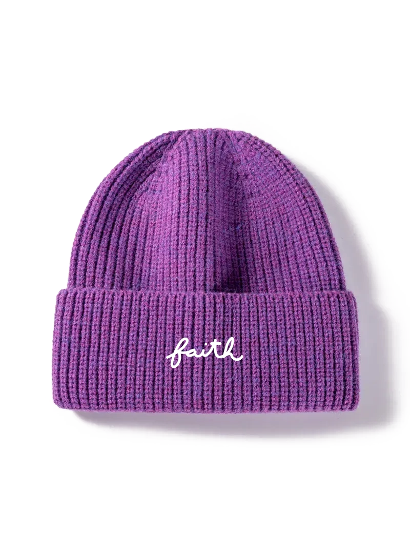 Ribbed Beanie — Purple