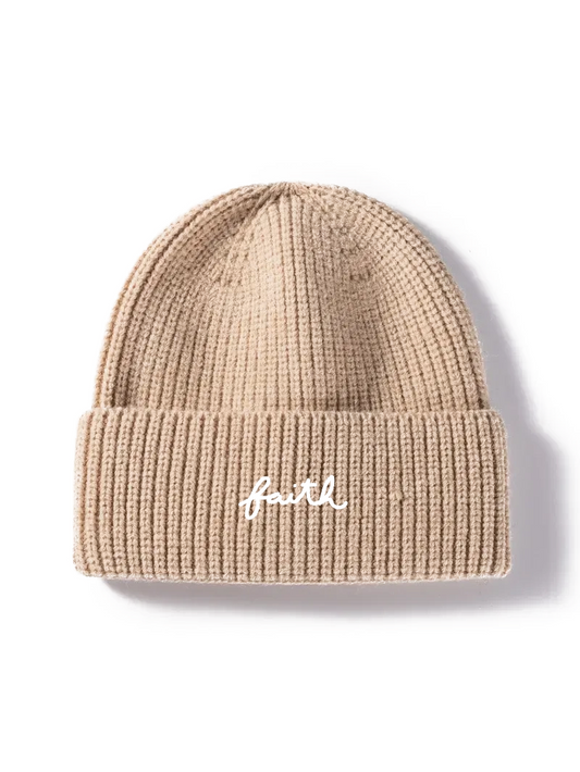 Ribbed Beanie — Tan